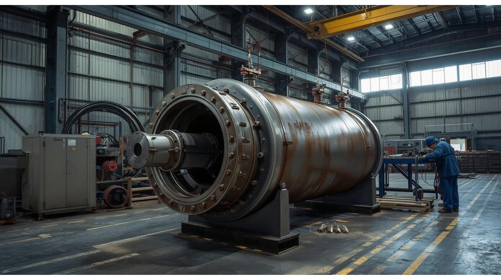 Pressure vessel fabrication in heavy engineering workshop